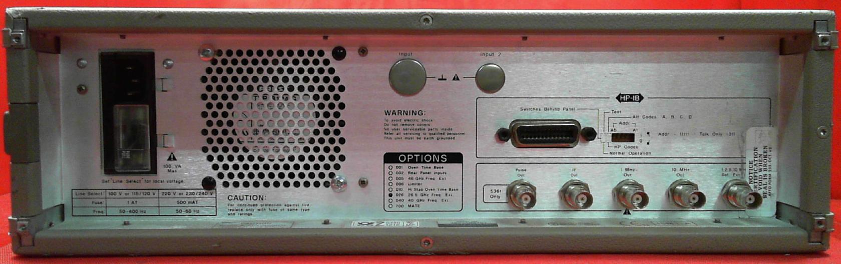 HP 5361B Microwave Pulse / CW Frequency Counter to 26.5 GHz w/opt 026